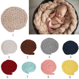 Maxbell Newborn Baby Roving Braid Wool Spinning Fiber Rugs Photography Props Beige