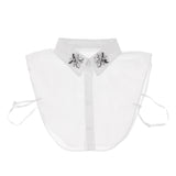 Phenovo Womens Half Shirts Detachable Blouse Faux Collar White Leave Pattern