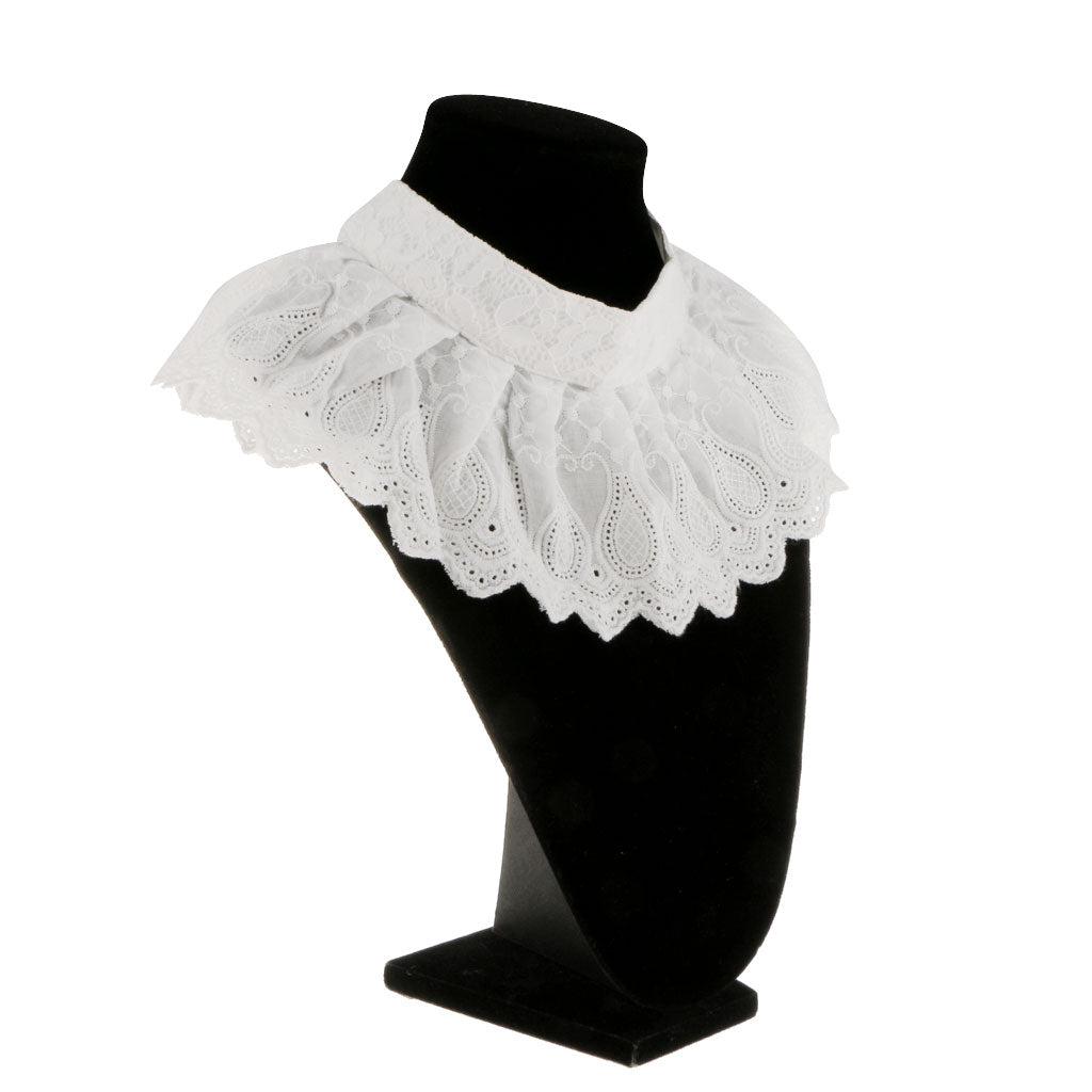 Fashion Lace Women Cotton Shirt Peter Pan Fake Collar Detachable White