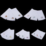 Pack of 12 Retro Flower Embroidery Cotton Handkerchiefs White Hanky for Women #1