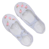 Dance Ballet Yoga Canvas Leather Split Sole Shoes For Child Girls White 29