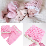 Maxbell Pink Color Manual Crochet knitting lovely Baby Photo Props Fairy Hats Pants Sets