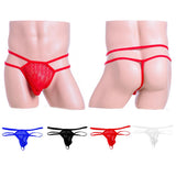 Maxbell Men's Sexy Low Rise Underwear Lace Coins 2 Belts T-back Thongs Briefs Red
