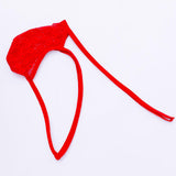 Maxbell Men's Sexy Low Rise Underwear Lace Coins 2 Belts T-back Thongs Briefs Red
