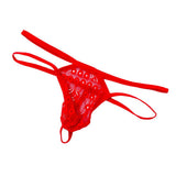 Maxbell Men's Sexy Low Rise Underwear Lace Coins 2 Belts T-back Thongs Briefs Red