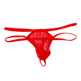 Maxbell Men's Sexy Low Rise Underwear Lace Coins 2 Belts T-back Thongs Briefs Red