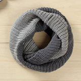 Thick Ribbed Knit Winter Infinity Circle Loop Scarf Light Gray