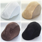 Adults Gatsby Cap Breathable Mesh Splicing Flat Cap White