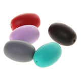 Maxbell Silicone Teething Beads Breastfeeding Nursing Necklace Sensory Tool Oval 20*14mm- Multicolor
