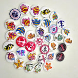 Maxbell Pack of 50 Assorted Ocean Series Pattern Wooden Buttons for Sewing Crafts