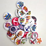 Maxbell Pack of 50 Assorted Ocean Series Pattern Wooden Buttons for Sewing Crafts