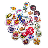 Maxbell Pack of 50 Assorted Ocean Series Pattern Wooden Buttons for Sewing Crafts