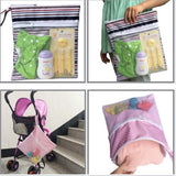 Maxbell Fashion Mummy Cloth Diaper Bag Wet Dry Zipper Striped Tote Nappy Bag