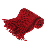 Ladies Chic Hollow Out Tassels Scarf Knitting Fishnet Soft Warm Red