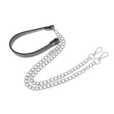 Metal PU Leather Replacement Chain Purse Shoulder Bag Handle Silver+Black