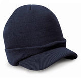 Unisex Mens Winter Warm Knitted Hat With Peak One size Dark Blue