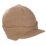 Unisex Mens Winter Warm Knitted Hat With Peak One size Beige