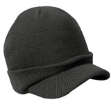 Unisex Mens Winter Warm Knitted Hat With Peak One size Dark Gray