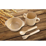 Maxbell Eco-Friendly Rice Husk Fiber 4PCS Baby Tableware Cutlery Baby Feeding Set
