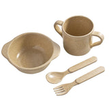 Maxbell Eco-Friendly Rice Husk Fiber 4PCS Baby Tableware Cutlery Baby Feeding Set