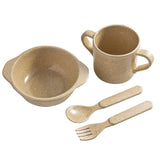 Maxbell Eco-Friendly Rice Husk Fiber 4PCS Baby Tableware Cutlery Baby Feeding Set