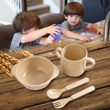 Maxbell Eco-Friendly Rice Husk Fiber 4PCS Baby Tableware Cutlery Baby Feeding Set