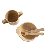 Maxbell Eco-Friendly Rice Husk Fiber 4PCS Baby Tableware Cutlery Baby Feeding Set