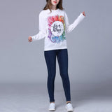 Phenovo Round Neck Long Sleeve Printed Sweatshirt for Women L Pattern 2