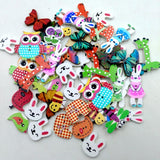 Maxbell Pack of 50 Assorted Animals Wooden Decorative Buttons for Sewing and Crafts