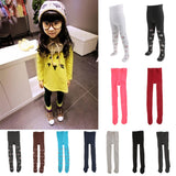 Plain Girls Winter Warm Full Length Cotton Kids Leggings Children Sock Tights Coffee