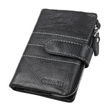 Mens Large Trifold Zipper Leather Wallet Credit Card Holder Purse Bags