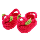 Maxbell Pair of Baby Toddler Knitting Cotton Flower Pearl Design Prewalker Crochet Warm Crib Shoes Red