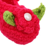 Maxbell Pair of Baby Toddler Knitting Cotton Flower Pearl Design Prewalker Crochet Warm Crib Shoes Red