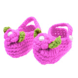 Maxbell Pair of Baby Toddler Knitting Cotton Flower Pearl Design Prewalker Crochet Warm Crib Shoes Purple