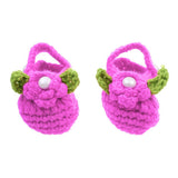 Maxbell Pair of Baby Toddler Knitting Cotton Flower Pearl Design Prewalker Crochet Warm Crib Shoes Purple