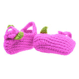 Maxbell Pair of Baby Toddler Knitting Cotton Flower Pearl Design Prewalker Crochet Warm Crib Shoes Purple