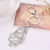 Fashionable Metal Leaf Charms Pendant Key Ring Keychain Keyfob Phone Handbag Car Hanging Decor Charms Silver