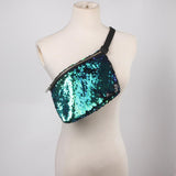 Women Creative Sequined Cross Body Shoulder Bag Fanny Pack Colored + Black