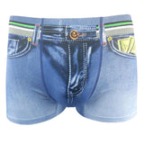 Men's 3D Cotton Shorts Denim Jeans Boxer Briefs Underwear Casual XL Blue