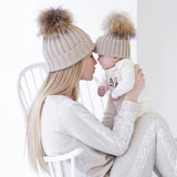 2pcs/set Mommy and me Knitting Balls Warm Winter Knitted Beanie Cap Blue