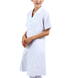 Women Short Sleeve White Scrubs Lab Coat Medical Doctor Nurse Uniform M