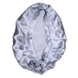 Women Pure Silk Sleep Hats Wrap Night Cap Hair Care Bonnet Silvery Grey