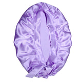 Women Pure Silk Sleep Hats Wrap Night Cap Hair Care Bonnet Lavender