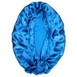 Women Pure Silk Sleep Hats Wrap Night Cap Hair Care Bonnet Peacock Blue