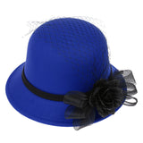 Women Lady Graceful Wide Brim Hat Church Dress Party Occasion Blue Daily Cap