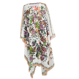 Fashion Jungle Flowers Printing Chiffon Loose Cardigan Coat Beach Cover UP S