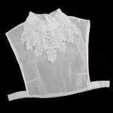 Womens Fake Collar Removable False Blouse Embroidered 3-Half Shirt White#3