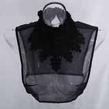 Womens Fake Collar Removable False Blouse Embroidered 3-Half Shirt Black#3