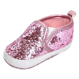 Newborn Baby Soft Soled Bling Crib Shoes Anti-Slip Sneakers Pink 12cm