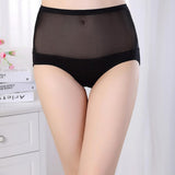 Black New Women's High Waist Seamless Mesh Yarn Breathable Underwear Black